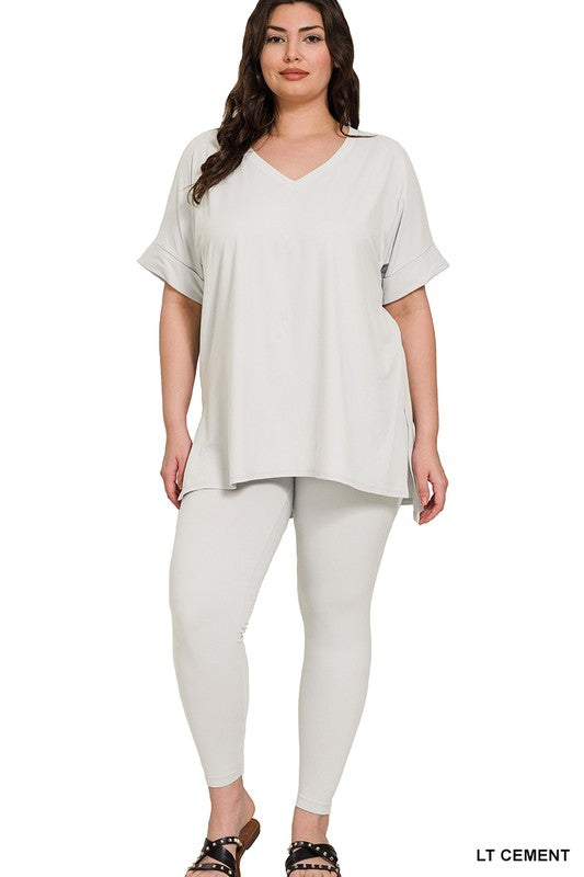 High Quality Buttery-Soft Breathable SD Loungewear Set (Lt Cement)