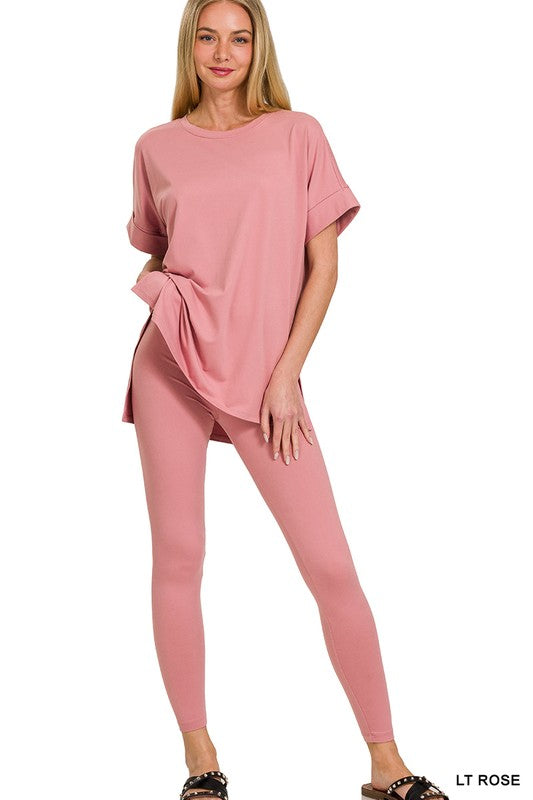 High Quality Buttery-Soft Breathable SD Loungewear Set (Lt Rose)