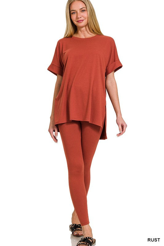 High Quality Buttery-Soft Breathable SD Loungewear Set (Rust)