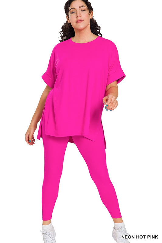 High Quality Buttery-Soft Breathable SD Loungewear Set (Neon Hot Pink)